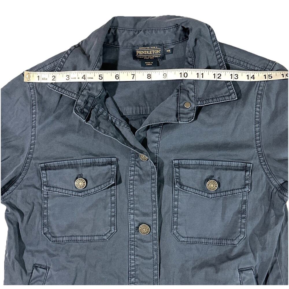 Pendleton Women’s Utility Jacket Blue Cotton Stretch Button Front XS - Picture 6 of 10